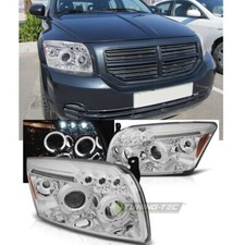 FARI LED ANTERIORI ANGEL EYES CROMO PER DODGE CALIBER 06-12 FANALI HEADLIGHTS