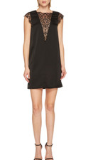 Mini abito donna Manila Grace L60760 nero raso pizzo davanti taglia 38