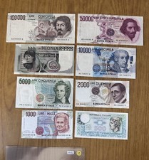 LOTTO 8 BANCONOTE LIRE 100000