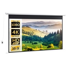 HOMCOM Telo per Proiettore 120" 16:9 Motorizzato con Telecomando Bianco