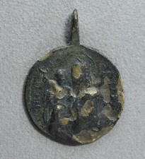 Medaglia devozionale religiosa del Settecento Sant'Antonio e Madonna del Carmelo