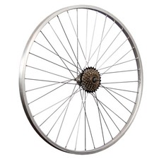 Ruota bicicletta 28 pollici ruota posteriore cerchio in alluminio con corona a vite a 6 scomparti argento