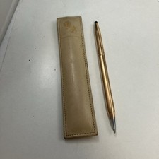 Penna a sfera Cross 14 carati oro pieno incisione floreale e protezione borsa in pelle