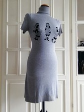 Abito donna Silvian Heach maglia stretto grigio dolcevita corto Disney strass S