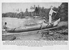 ARCHERY FISHERMAN DUTCH EAST INDIES CERAM c 1920 BOAT ILLUSTRATION PRINT