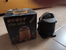 ROBOT COIN BANK VINTAGE RETRO 5212 NERO OROLOGIO E SALVADANAIO WATCH BATTERY NEW