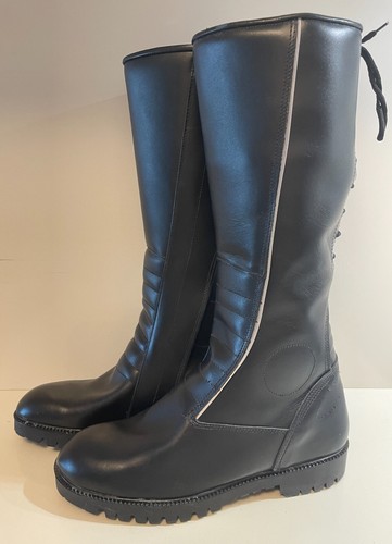 Stivali pelle nero moto biker - stivali,