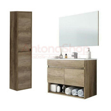 MOBILE BAGNO SOSPESO COLONNA SOSPESA LAVELLO IN CERAMICA SPECCHIO INCLUSO ROVERE