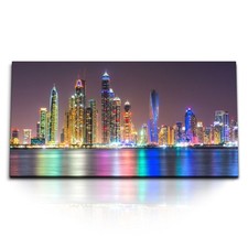 Quadri stampa artistica 120x80 cm Dubai di notte skyline città grattacieli