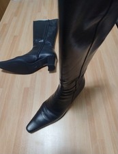 Stivali donna al ginocchio in ecopelle nera, n. 38, "Asso" Firenze