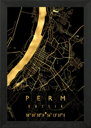 Perm map russia - perm, poster