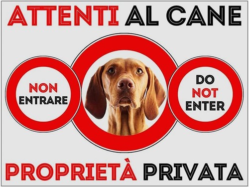 Targa cartello attenti cane - targa,