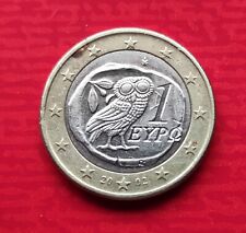 Moneta Grecia 1 Euro 2002 Civetta Atena Tetradracma Senza S nella Stella BB Circ
