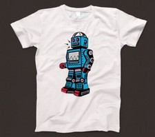 Retro Robot T Shirt 802 Machine Android 80s Bot Sci-Fi AI Omnibot Divieto Gemini