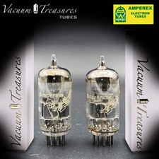 ECC88 6DJ8 AMPEREX Bugle Boy O Getter Matched Pair Same Code Made in HOLLAND '60