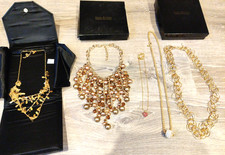 NUOVO lotto di 5 collane Joan Rivers vintage tono oro costume dichiarazione bavaglino cuore