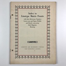 Index to Linotype Matrix