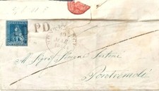 TOSCANA P.6 ?? MONTEVARCHI PD LETTERA CON 6 CRAZIE (7d) SCRITTA PERGINE VALDAR