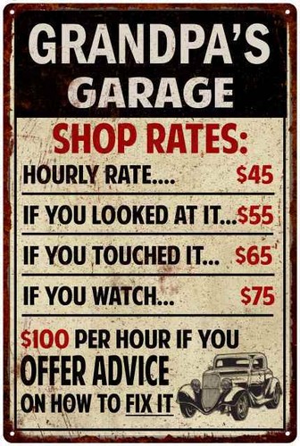 Insegna tariffe negozio garage - insegna,