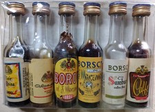 6 MINIATURE , MIGNON BOTTIGLIE DI LIQUORE ANNI 60 PRODOTTI BORSCI