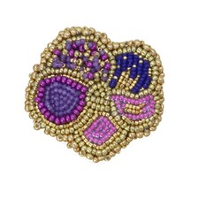 spilla giacca abito donna fiore rosa lilla viola perline bigiotteria bijoux