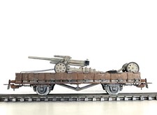 H0 Roco carro basso 1:87 + obice 18, militare, Wehrmacht, seconda guerra mondiale, epoca II