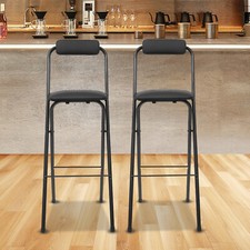 2Pcs Black Foldable Bar Chair