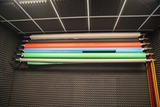 Portafondali da soffitto con 6 fondali in carta colorati – usato in ottime condi