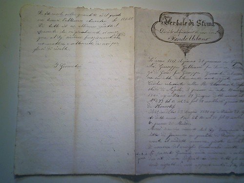 Manoscritto verbale stima - "verbale, di