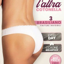 6 Brasiliane Cotonella in cotone con finiture invisibile e girovita pizzo -GD292