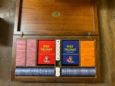 cofanetto carte da gioco scatola legno carte dadi e fiches  MODIANO originali