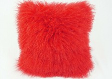 Cuscino in pelliccia di agnello tibetano 40x40 cm colore rosso vera pelliccia di agnello riccia