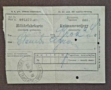 BIGLIETTO MILITARE MILITÄRTICKET MILITÄR FAHRKARTE KATONA MENETJEGY TRIESTE BROD