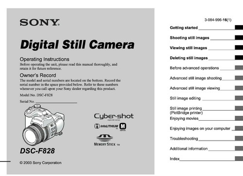 Sony cyber shot dsc f828 - sony, cyber-shot