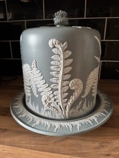 James Dudson Jasperware Stilton Stand /Cheese Dome in Slate Blue – Circa 1865