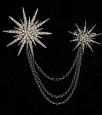 Set spilla e catena stella cristallo astrologia celeste stile vintage art deco