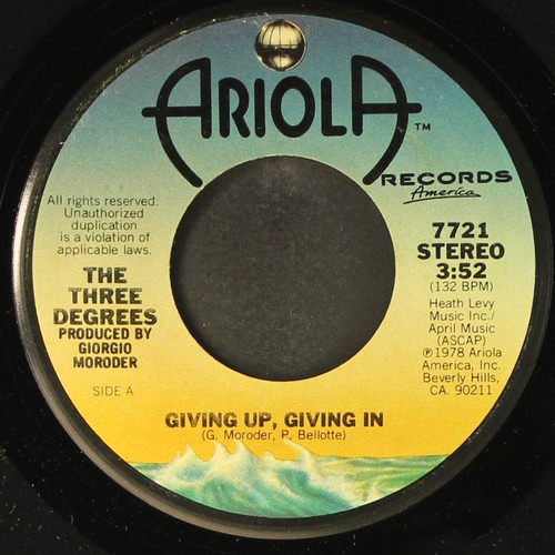 Three degrees giving up - degrees:,