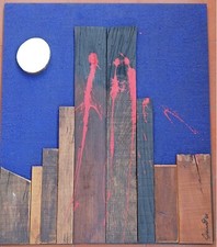 Pierluigi De Lutti, Doppie ferite (2001) - opera su legno (60x70)