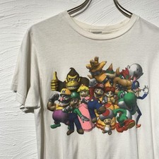 T-shirt grafica personaggi Nintendo Super Mario Bay Island bianca M anni 2000