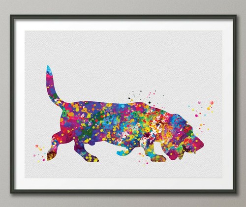 Basset hound dog watercolor - basset,