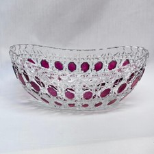 VTG Ornate Flash Red Oval Dish