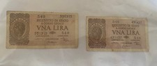 Lotto di 2 Banconote da 1 Lira