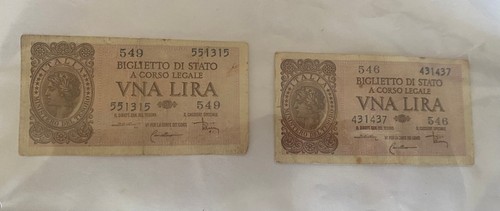 Lotto banconote 1 lira - di,