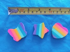 x3 GOMME GOMMINE da COLLEZIONE Vintage ERASER Anni '80 ARCOBALENO STELLA CUORE