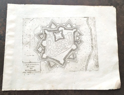 Stampa antica 1693 carmagnola - stampa,