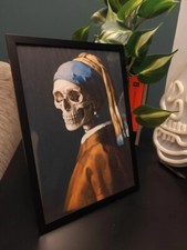 Quadro La ragazza con l'orecchino di perla. Versione gothic teschio scheletro.  