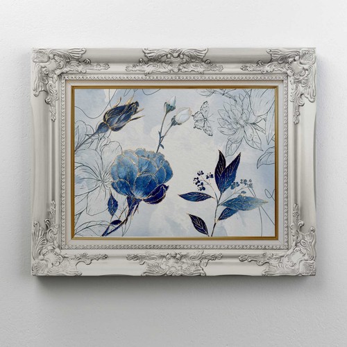 Quadro con fiori blu cornice - quadro,