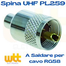 Connettore pl 259 pl259 uhf maschio spina ridotta spinotto da per cavo rg58