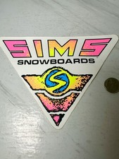 Adesivo Sims Snowboards anni 80 vintage grande MOLTO RARO