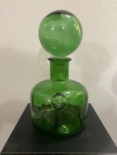 Bottiglia Decanter Vetro Verde Vintage Empoli con Tappo Vetro Rotondo